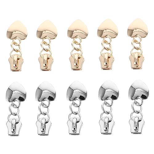 FONDOTIN 10Stücke Metall Reißverschlussköpfe im DIY Bekleidungszubehör Hochwertige Reißverschluss Reparaturwerkzeuge Kleine Goldene und Silberne Varianten von FONDOTIN