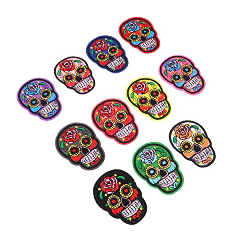 FONDOTIN 11 Stück Teiliges Skull Patch Kreative Stickerei Flicken für Kleidung Taschen Hüte Buntes Design Bügel oder Nähanwendung für DIY Projekte von FONDOTIN