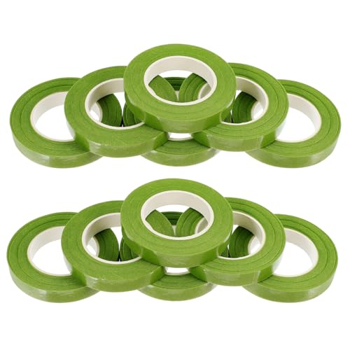 FONDOTIN 12 Rollen Florist Klebeband Grün Flexibles Kreppband zum Blumenstiele Wickeln DIY Floristik Band für Blumensträuße Blumensteckerei und Handwerksprojekte von FONDOTIN