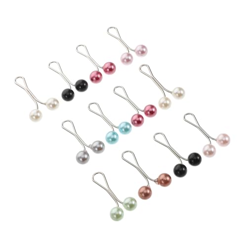 FONDOTIN 12 Stück Bunte Perlenclips Schmuck Modeaccessoires Wäscheklammern Schalklammern Schalklammern Kleidungsklammer Damen Hijab Zubehör Pullover Brosche Perlen Hijab von FONDOTIN