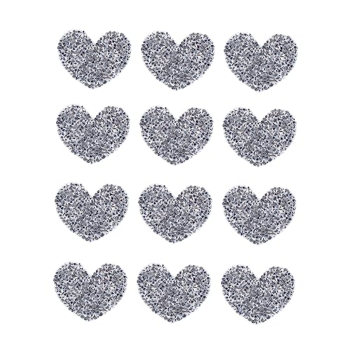 FONDOTIN 12 Stück Herzförmige Strass Patches Selbstklebende Applikationen für DIY Kleidung Accessoires zum Aufbügeln Dekorieren Glitzernde Herzform für Kreative Bastelprojekte von FONDOTIN