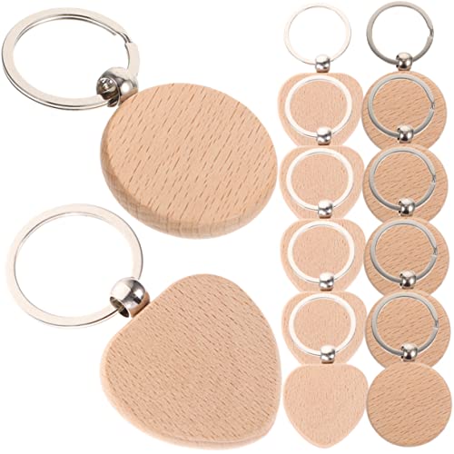 FONDOTIN 12 Stück Holz Schlüsselanhänger Teiliges DIY Gravur Rohlinge für Schlüsselringe Blanko Holz Schlüsselanhänger für Bastelprojekte für und Dekoration von FONDOTIN