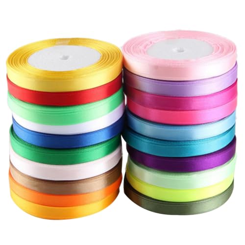 FONDOTIN 12 Stück Satinbänder Polyester für Hochzeiten und DIY Dekorationen Mischfarben Breit für Schleifen und Bastelprojekte Zufällige Farbe Zufällige Farbe von FONDOTIN