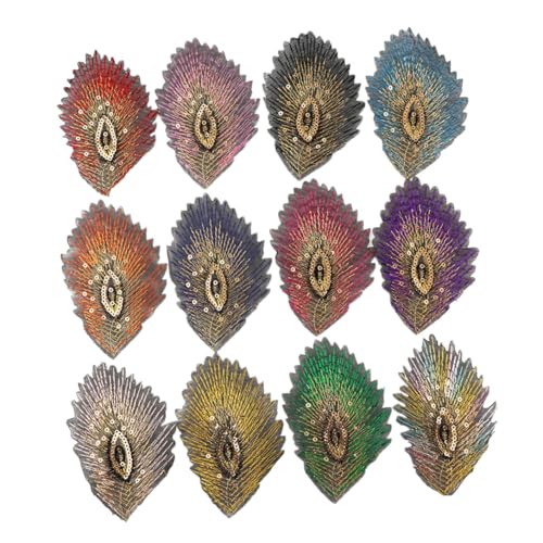 FONDOTIN 12 Stück Teiliges Bunte Pailletten Pfauenfeder Stoffaufnäher zum Aufnähen Bestickte DIY Kleidung Applikationen für Taschen Jacken Bastelprojekte Kreative Modeverzierung FONDOTIN 12 Stück Teiliges Bunte Pailletten Pfauenfeder Stoffaufnäher zum Aufnähen Bestickte DIY Kleidung Applikationen für Taschen Jacken Bastelprojekte Kreative Modeverzierung von FONDOTIN