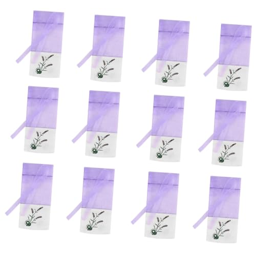 FONDOTIN 12 Stück Teiliges Leere Lavendel Säckchen mit Kordelzug Gazebeutel mit Lavendelblumenmuster Vielseitig für Gewürze Kräuter Schmuck und Geschenkverpackung Atmungsaktiv und Dekorativ von FONDOTIN