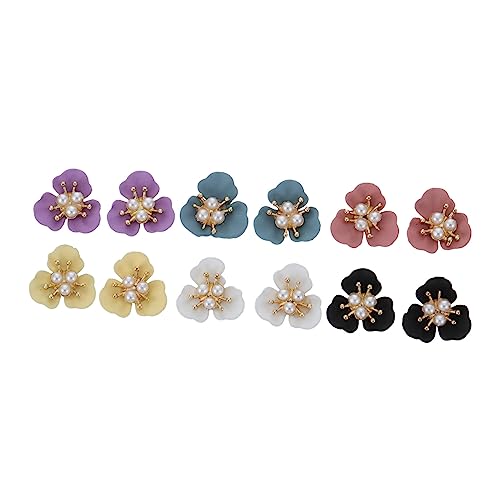 FONDOTIN 12 Stück Teiliges Nagelkunst Perlen blumen nail Charms DIY Nail Art Dekorationen in Schwarz Violett Weiß Gelb und Einfach Anzubringen für Hochzeit Party und Alltag von FONDOTIN