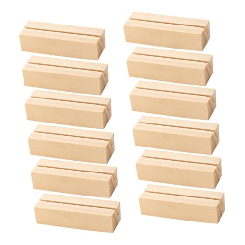 FONDOTIN 12 Stück Teiliges Rechteckiges Holz Kartenhalter Multifunktional als Memo und Fotohalter Handlich für Büro Zuhause Hochzeit Konferenzen und Dekoration von FONDOTIN