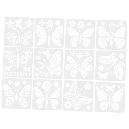 FONDOTIN 12 Stück Teiliges Schmetterling Malvorlagen Wiederverwendbare Wasserdichte Airbrush Schablonen Glattem DIY Bastelvorlagen für Wand Möbel Scrapbooking und Kinderzeichnungen FONDOTIN 12 Stück Teiliges Schmetterling Malvorlagen Wiederverwendbare Wasserdichte Airbrush Schablonen Glattem DIY Bastelvorlagen für Wand Möbel Scrapbooking und Kinderzeichnungen von FONDOTIN