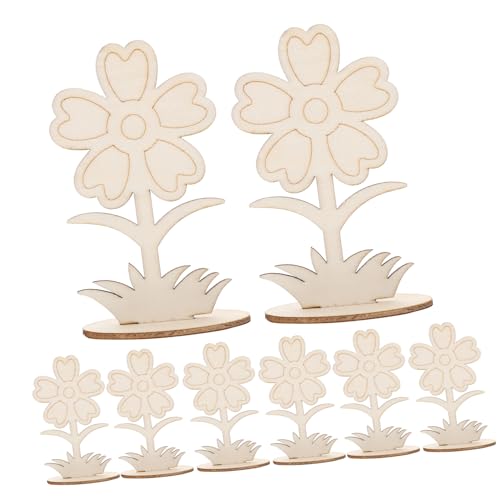 FONDOTIN 12 Stück Teiliges Unbemalte Holzblumen zum Bemalen Glatte DIY Holzornamente für Bastelprojekte Handgefertigte Blütendekorationen für Hochzeit Tisch Wohnraumgestaltung von FONDOTIN