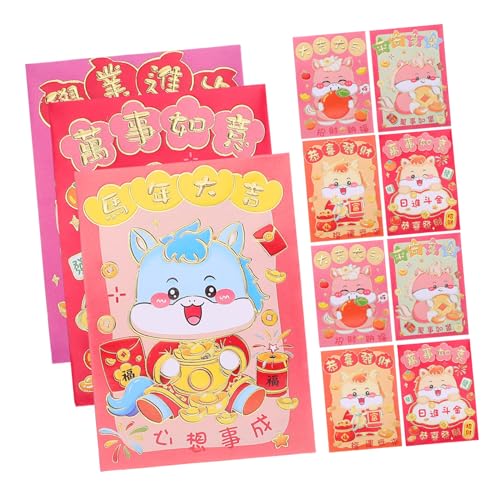FONDOTIN 120 Stück Jahr Des Pferdes Rote Umschläge Papier Glücksgeldumschläge Chinesische Neujahr Hongbao Für Frühlingsfest Traditionelle Glücksbringer Geschenkumschläge von FONDOTIN