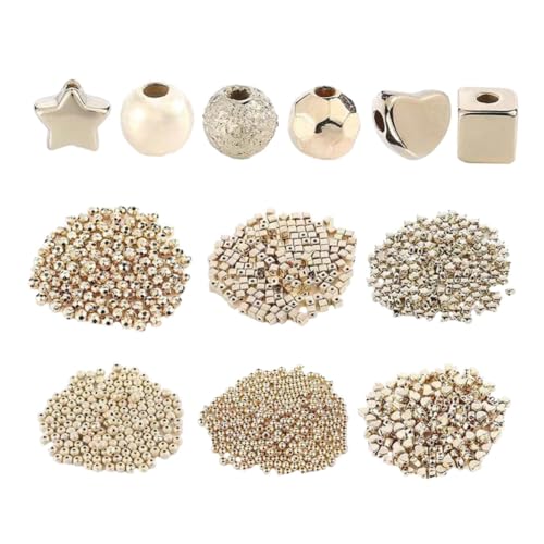 FONDOTIN 1300 Stück Teiliges DIY Perlen Goldfarben Ccb Perlen in Herz Stern Rund für Schmuckherstellung Armbänder Halsketten Basteln Schmuckzubehör FONDOTIN 1300 Stück Teiliges DIY Perlen Goldfarben Ccb Perlen in Herz Stern Rund für Schmuckherstellung Armbänder Halsketten Basteln Schmuckzubehör von FONDOTIN