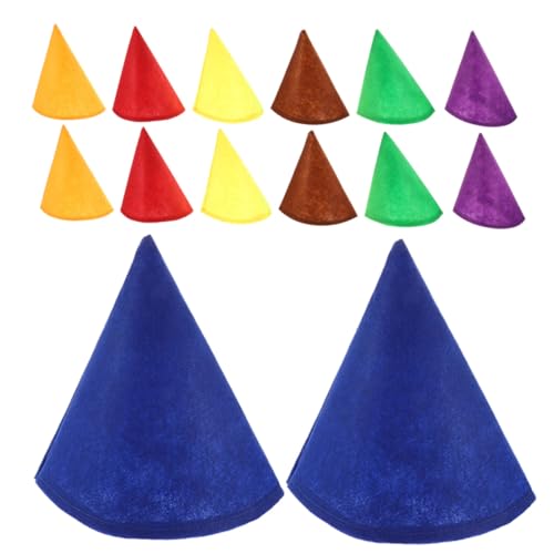FONDOTIN 14 Stück Teiliges Filz Zwergenhüte Bunt Atmungsaktive Bequeme Filz Kegelhüte für Erwachsene und Vielseitige Party Accessoires für Halloween Geburtstage und Kostümfeste von FONDOTIN