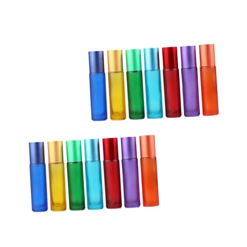 FONDOTIN 14 Stück Teiliges Matte Farbige Roll Glasflaschen mit Glattem Rollkugelverschluss als Reiseaccessoire für Ätherische Öle Parfümöle und Lotionen von FONDOTIN