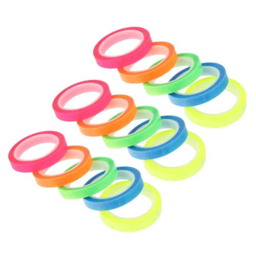 FONDOTIN 15 Rollen Wasserfestes Transparentes Farbiges Markierungsband Abreißbares Highlighter Tape für Bücher Wiederverwendbare Haftnotizen Buchregister für Schule und Büro von FONDOTIN