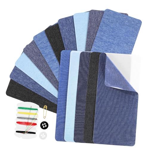 FONDOTIN 15 Stück Teiliges Bügelflicken aus Baumwollstoff Selbstklebende Aufbügler für Kleidung Vielseitige Reparatur von Löchern und Rissen an Jeans Jacken Taschen Waschbeständig und von FONDOTIN