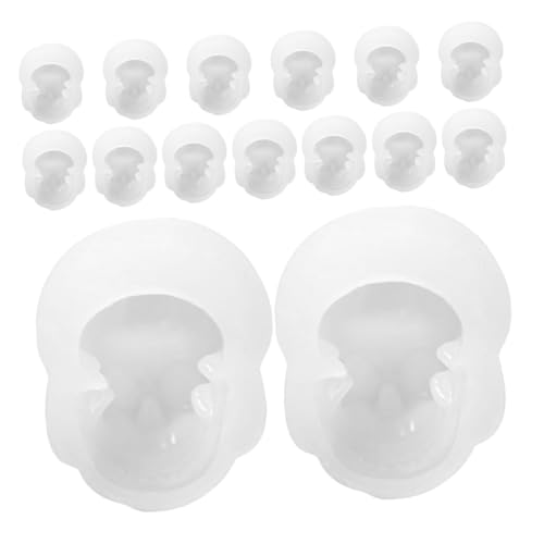 FONDOTIN 15 Stück Teiliges Halloween Silikon Schädel Gießform Flexibel Langlebig für DIY Schmuck Anhänger Harz Kerzen Wachs Candy Kuchen Dekoration von FONDOTIN