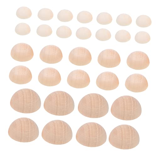 FONDOTIN 150Stücke Halbkugel Holzperlen Unvollendete Runde Bälle Natürliche Holzfarbe für DIY Projekte und Bastelarbeiten Langlebig und Sicher von FONDOTIN