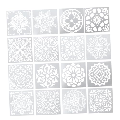 FONDOTIN 16 Stück Teiliges Mandala Schablonen aus Geruchslosem Pet Wiederverwendbare DIY Malvorlagen für Wand Stein und Textilien Vielseitige Blumen und Musterstencils für Bastler von FONDOTIN
