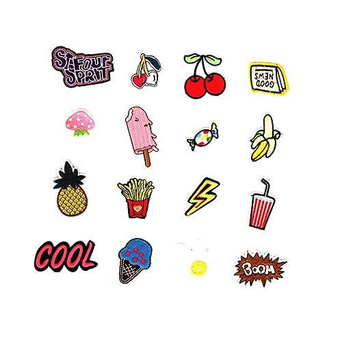 FONDOTIN 16Stücke Gestickte Patches Aufnäher Für Kleidung DIY Aufkleber Für Jeans T Shirts Taschen Und Accessoires Verschönerung Von Kleidungsstücken Und Taschen Mit Bunten Designs von FONDOTIN