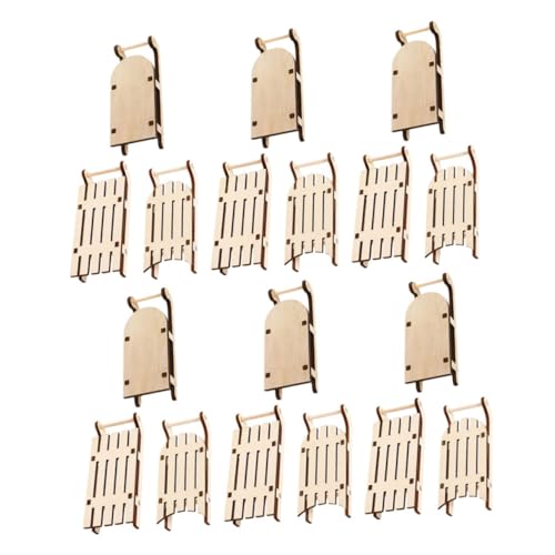 FONDOTIN 18 Stück Teiliges Mini Holzschlitten zum Bemalen Weihnachtsbaum Hängedekoration Robuste Handgefertigte Miniatur Schlitten Vielseitig für DIY Weihnachts Hochzeitsdeko von FONDOTIN