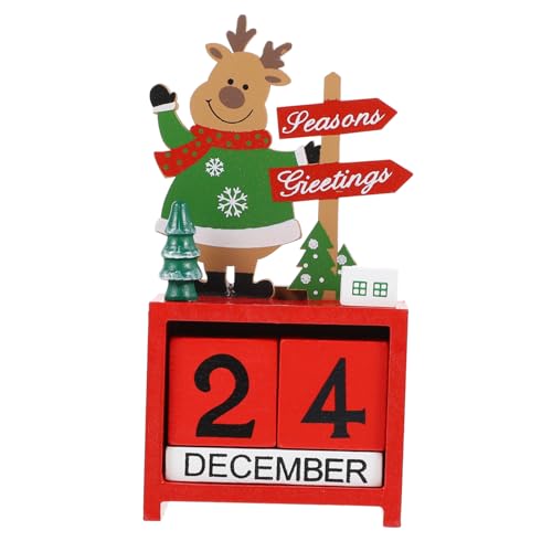 FONDOTIN 1Pc Holz Weihnachtskalender Feiertags Countdown Adventskalender Weihnachtsdekorationen Weihnachtskalender Countdown Weihnachtskalender Dekoration Weihnachtskalender Ornamente Rot von FONDOTIN