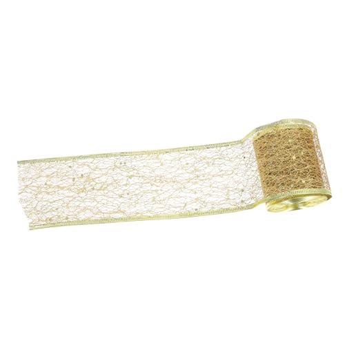 FONDOTIN 1Rolle Goldenes Dekoratives Glitter Mesh Band Hohl Mesh Band für DIY Projekte Geschenkverpackungen Bastelarbeiten und Party Dekorationen von FONDOTIN