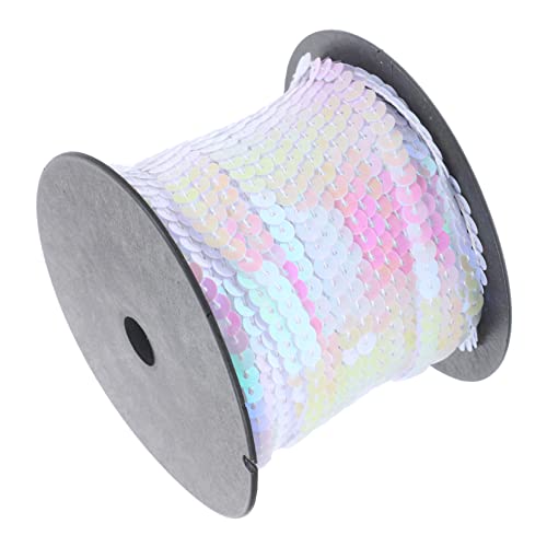 FONDOTIN 1Rolle PVC Paillettenrolle Yards DIY Handwerk Pailletten für Kleidung Schuhe Basteldekoration Runde Glitzer Pailletten Vielseitig Einfach zu Milchweiß von FONDOTIN