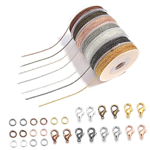 FONDOTIN 1Satz Armband Ketten Kit mit Hummerverschluss DIY Kette Hummer Clips Ringe Farben Roségold Antikgrün Antikrot von FONDOTIN