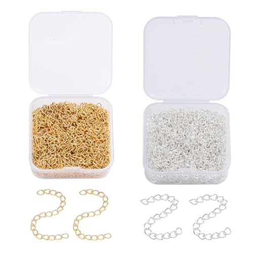 FONDOTIN 2 Boxen Boxen Eisenverlängerungsketten DIY Schmuckzubehör Basteln Schmuckketten Verlängerung Halskette Armband Fußkettchen Praktische Kettenrollen Gold Silber FONDOTIN 2 Boxen Boxen Eisenverlängerungsketten DIY Schmuckzubehör Basteln Schmuckketten Verlängerung Halskette Armband Fußkettchen Praktische Kettenrollen Gold Silber von FONDOTIN