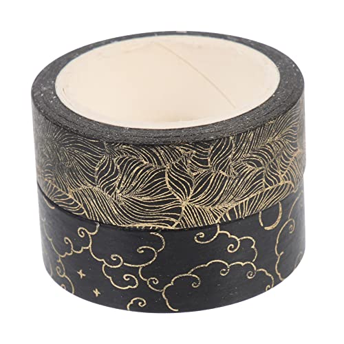 FONDOTIN 2 Rollen Dekoratives Scrapbook Klebeband mit Heißfolienprägung DIY Bastelband mit Wolken Blättermotiv Selbstklebend für Tagebuch und Planer Vielseitig und Farbenfroh von FONDOTIN