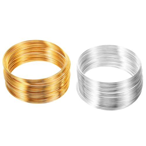 FONDOTIN 2 Rollen Edelstahl Schmuckdraht Flexibel Schnittfest DIY Perlendraht Gold Silber Multifunktional für Schmuckherstellung Bastelprojekte von FONDOTIN