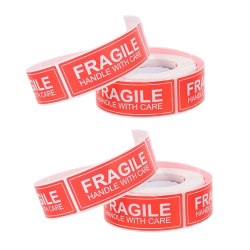 FONDOTIN 2 Rollen Fragile Versandaufkleber Selbstklebende Warnetiketten für Zerbrechliche Pakete Rote Warnhinweise Handle With Care Robuste Verpackungsetiketten für Sicheren Versand FONDOTIN 2 Rollen Fragile Versandaufkleber Selbstklebende Warnetiketten für Zerbrechliche Pakete Rote Warnhinweise Handle With Care Robuste Verpackungsetiketten für Sicheren Versand von FONDOTIN