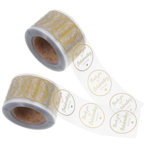 FONDOTIN 2 Rollen Selbstklebende Danke Aufkleber Rund Transparent mit Goldprägung Elegante Geschenkverpackung Sealing Sticker Haltbare Haftetiketten für Geschenktüten und Dekoration FONDOTIN 2 Rollen Selbstklebende Danke Aufkleber Rund Transparent mit Goldprägung Elegante Geschenkverpackung Sealing Sticker Haltbare Haftetiketten für Geschenktüten und Dekoration von FONDOTIN