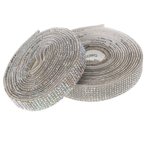 FONDOTIN 2 Rollen Selbstklebendes Strasssteinband Kristall Dekoratives Rhinestone Tape für Bastel Modeverzierung Stark Haftend Langlebig Geeignet für Kleidung Handy Auto und DIY von FONDOTIN