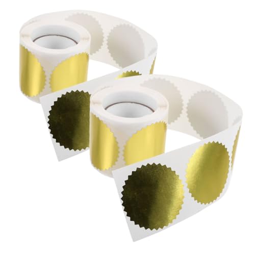 FONDOTIN 2 Rollen Silberne Medaillen Aufkleber Präge etiketten für Zertifikate Diplome Auszeichnungen Kreative Selbstklebende Siegelsticker mit Gezacktem Abschluss Langlebige Dekorfolie von FONDOTIN