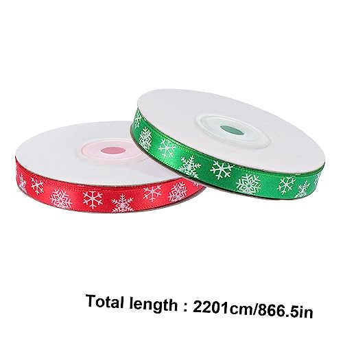 FONDOTIN 2 Rollen Weihnachtliches Dekoband Polyester Schneeflocken Muster Geschenkband für Xmas DIY Geschenkverpackung Partydeko Wiederverwendbar Farbenfroh und Elegant FONDOTIN 2 Rollen Weihnachtliches Dekoband Polyester Schneeflocken Muster Geschenkband für Xmas DIY Geschenkverpackung Partydeko Wiederverwendbar Farbenfroh und Elegant von FONDOTIN