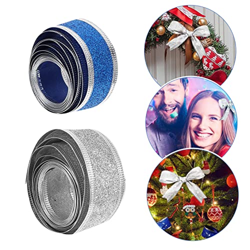 FONDOTIN 2 Rollen Weihnachtliches Glitzer Geschenkband Breit Je DIY Bastelband für Geschenkverpackung Silbernes Blaues Glitzerband für Festliche Schleifen und Dekorationen FONDOTIN 2 Rollen Weihnachtliches Glitzer Geschenkband Breit Je DIY Bastelband für Geschenkverpackung Silbernes Blaues Glitzerband für Festliche Schleifen und Dekorationen von FONDOTIN