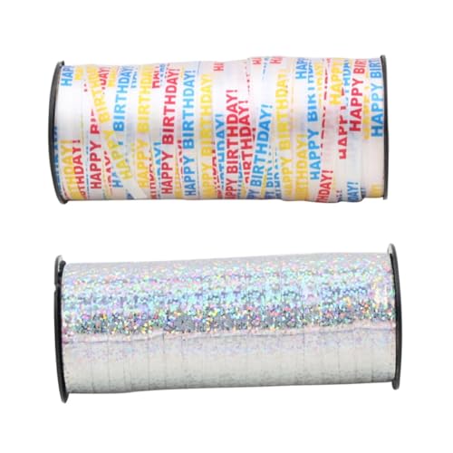 FONDOTIN 2 Rollen Yards Glänzende Geschenkband Ballonband in Weiß und Silber Irisierende Dekobänder für Geburtstagsgeschenke Hochzeits Partydeko Vielseitige Geschenkverpackung und von FONDOTIN