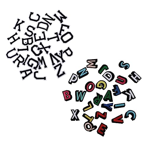 FONDOTIN 2 Sätze Bügelbuchstaben Patches Alphabet Aufnäher Schwarzweiß Bunte Stickerei DIY Textilien Reparatur Applikationen für Kleidung Taschen von FONDOTIN