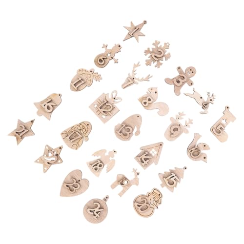 FONDOTIN 2 Sätze Holz Weihnachtskalender Anhänger DIY Countdown Pendants mit Zahlen Kreative Xmas Hängedeko für Adventskalender Basteln und Weihnachtsbaum Schmuck von FONDOTIN