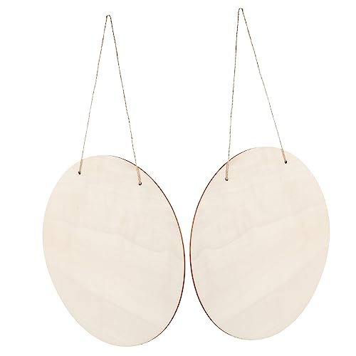 FONDOTIN 2 Sätze Rundes Holzschild mit DIY Hängende Holzplaketten Blanko Holzbrettchen zum Bemalen Basteln und Gravieren Inklusive Aufhängeschnur für Tür und Wanddekoration von FONDOTIN