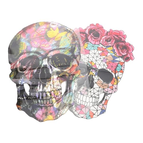 FONDOTIN 2 Stk. Teiliges Halloween Bügelbild Set Totenkopf Motiv Langlebige Heat Transfer Patches Farbenfrohe Stoffflicken zum Aufbügeln für DIY Kleidung Jacken Rucksäcke Einfache Anwendung von FONDOTIN