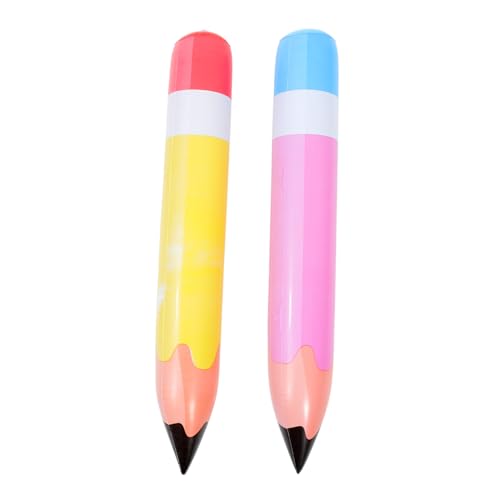 FONDOTIN 2 Stück Aufblasbare Buntstifte PVC Riesen Bleistift Partydeko Gelb Langlebig Geruchlos Kreative Kindergeburtstag Dekoration Praktische Luftablassfunktion für Klassenzimmer und von FONDOTIN