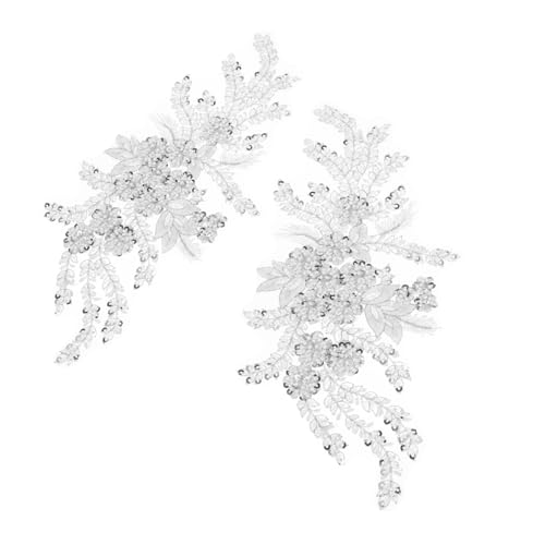 FONDOTIN 2 Stück Blumenapplikation Für Kleid Gestickte Pailletten-patches Blume Pailletten -applique -patch Stickerei Spitzenbesatz Stickerei-blumenapplikation Blumenstickstätte Weiß Spitze von FONDOTIN
