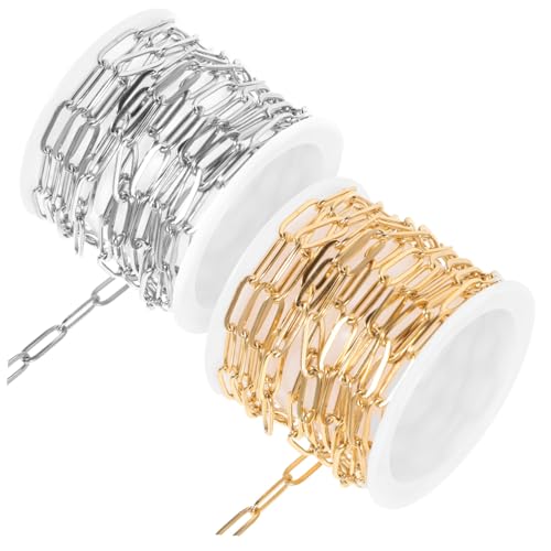 FONDOTIN 2 Stück Edelstahl Büroklammer kette Gold Stahl DIY Schmuck Gliederkette zum Selbermachen für Halsketten Basteln und Schmuckherstellung FONDOTIN 2 Stück Edelstahl Büroklammer kette Gold Stahl DIY Schmuck Gliederkette zum Selbermachen für Halsketten Basteln und Schmuckherstellung von FONDOTIN