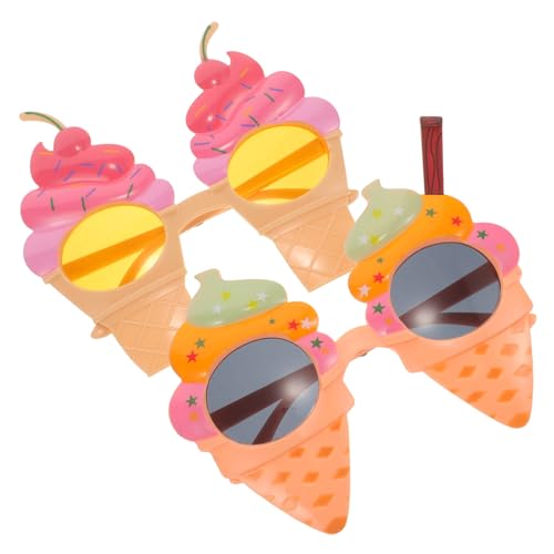 FONDOTIN 2 Stück Eiscreme Brillen Lustige Hawaiian Party Sonnenbrille Bunte Accessoires für Kostümpartys und Fotoshootings Robuste und Sichere Plastikbrillen für Sommerfeiern und von FONDOTIN