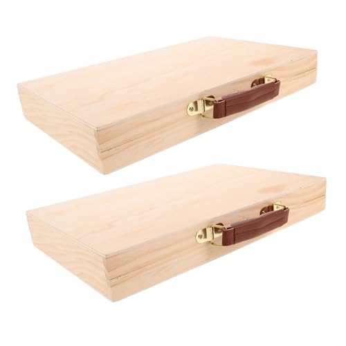 FONDOTIN 2 Stück Holz Malwerkzeugkoffer Leicht und Tragbar mit Griff Robuste Holzbox für Ölfarben Pinsel Aufbewahrung Vielseitiger Künstler Organizer für Outdoor Skizzieren und von FONDOTIN
