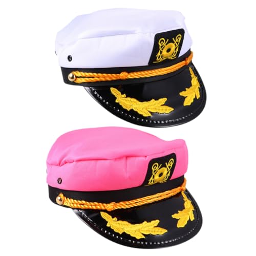 FONDOTIN 2 Stück Kapitänsmütze Polyester Unisex Matrosenhut Verkleidung für Kostüm Party Cosplay Yacht Segelhut Prop Erwachsene Damen Herren von FONDOTIN