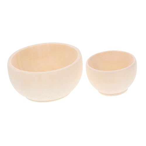 FONDOTIN 2 Stück Natürliche Unbemalte Holzschalen zum Bemalen DIY Bastelset Kreative Holzdekoration für Tischdeko Hochzeit Party Geschenk von FONDOTIN