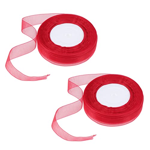 FONDOTIN 2 Stück Organza Band Rot Hochwertiges Geschenkband für Hochzeiten Partys und DIY Dekorationen für Schleifen Scrapbooking und Kreative Projekte von FONDOTIN